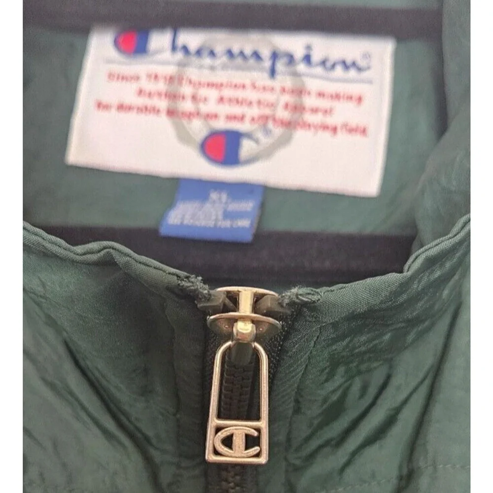 Vintage Champion Jacket Mens XL Green Full Zip Pockets Retro Windbreaker 80s 90s
